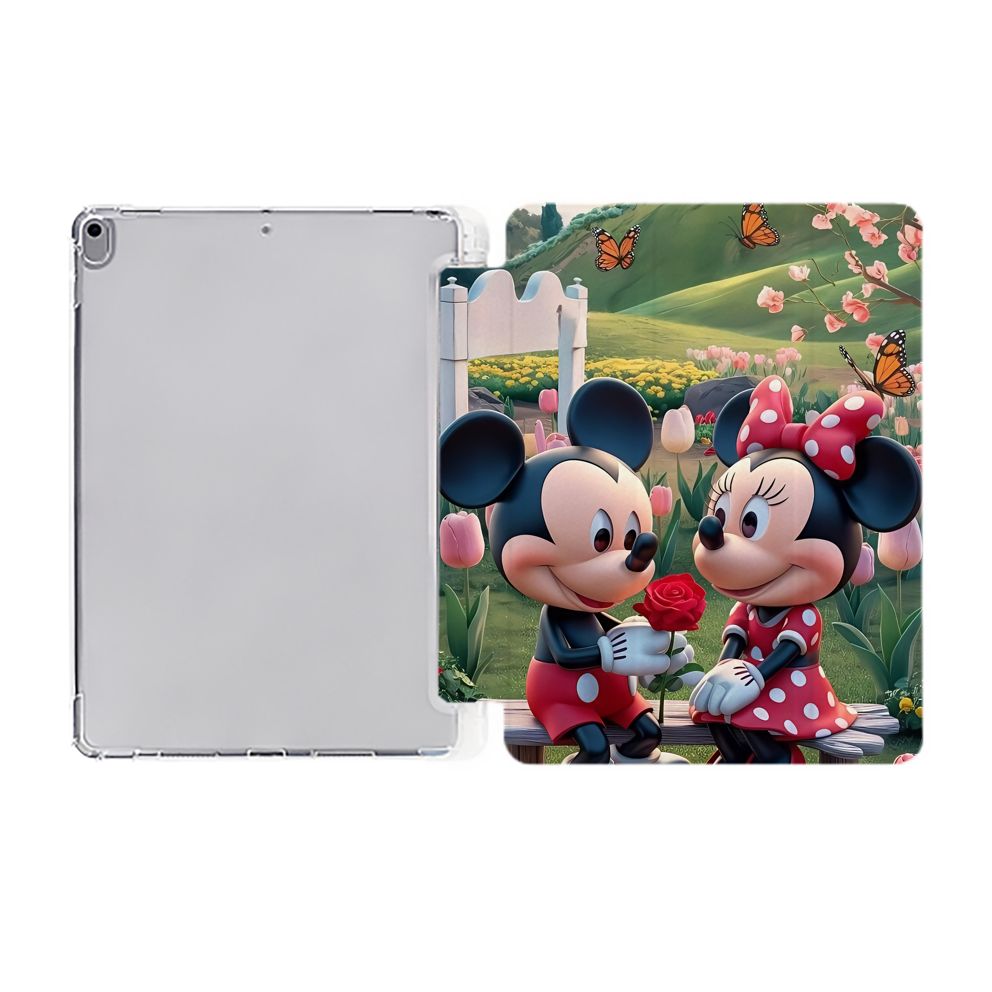 （画像用） ミッキーマウス Mickey Mouse IPad ケース ペン収納付き 三つ折りスタンド PUレザー×シリコン 対応機種9.5/10.5/10.9インチ